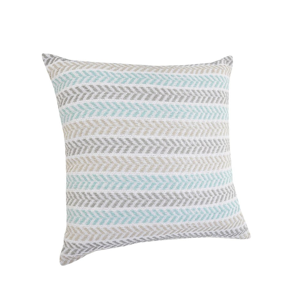 Set of Four 18" X 18" Gray And Blue Lumbar Beach Chevron Cotton Throw Pillow Covers