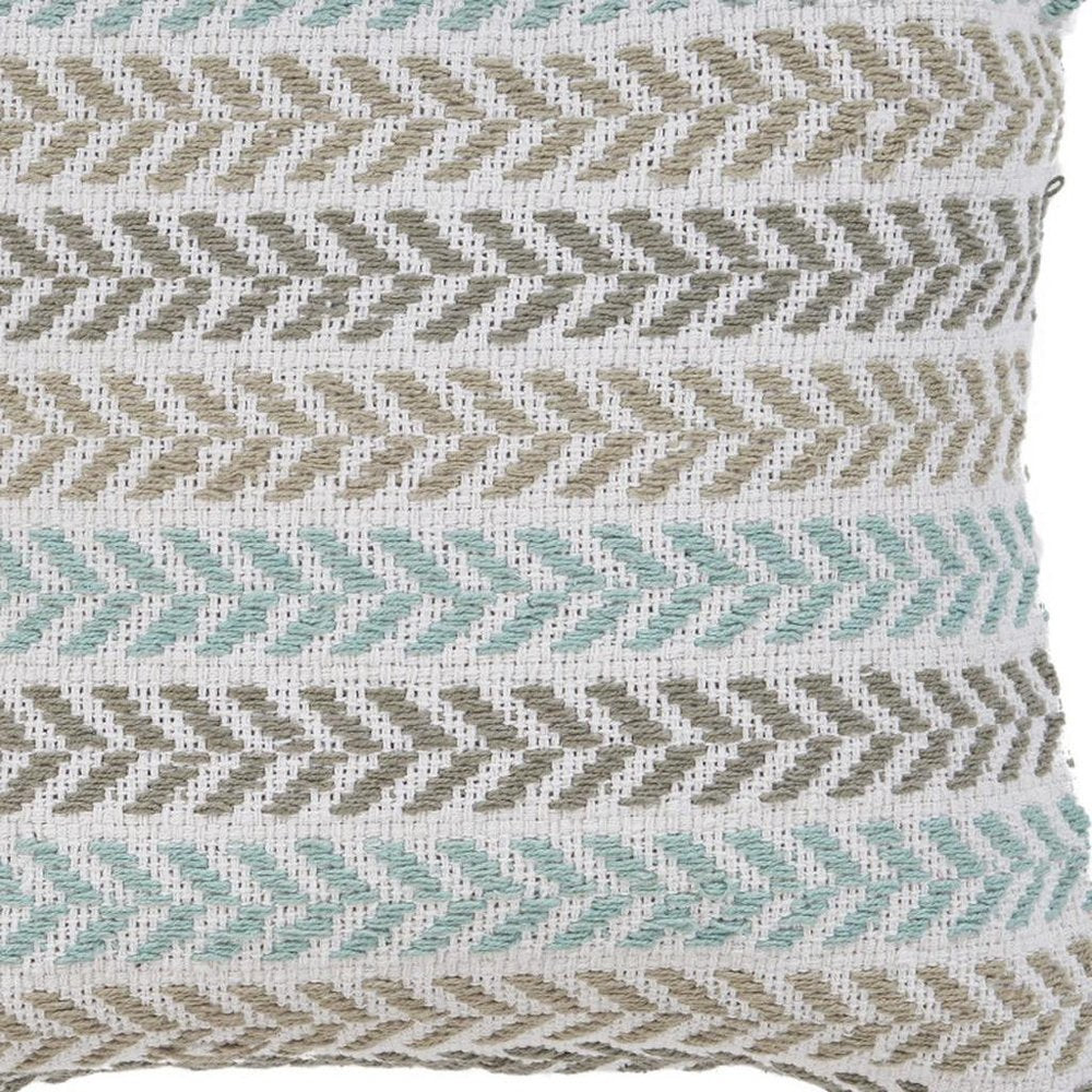 18" Gray And Blue Beach Chevron Cotton Throw Pillow Cover
