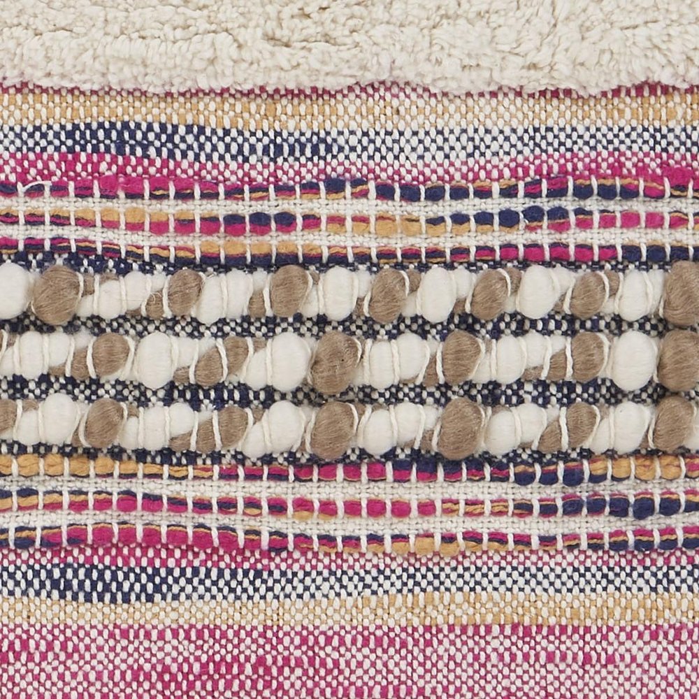 18" Pink And Ivory Striped Cotton Blend Throw Pillow Cover with Texture
