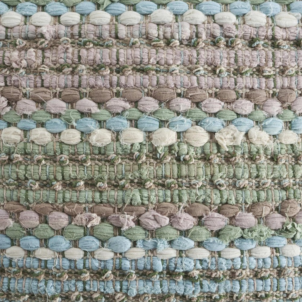 18" Green And Blue Beach Striped Cotton Blend Throw Pillow Cover