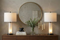 Set of Two 26" Antiqued Bronze Lighthouse Table Lamps With Drum Shades