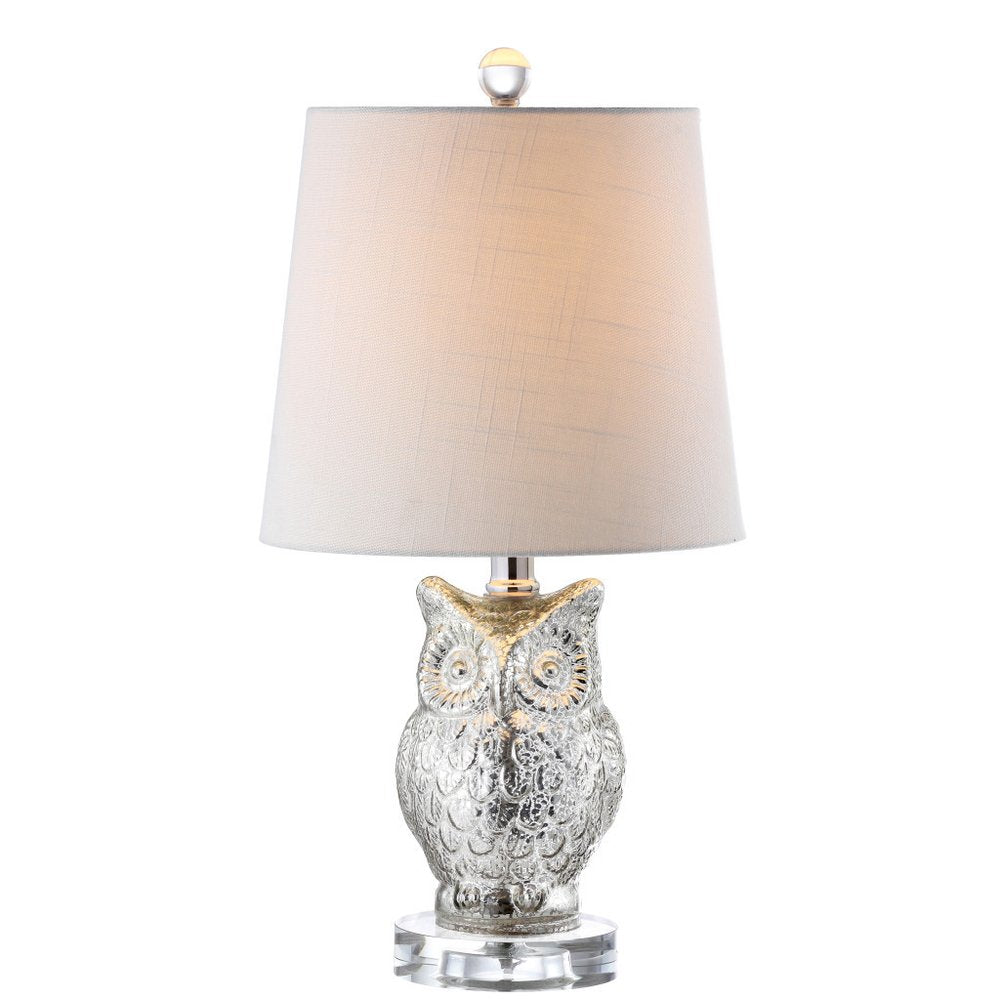 19" Silver And Clear Owl Table Lamp With Empire Shade