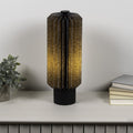 16" Black Geometric Table Lamp With Cylinder Shade