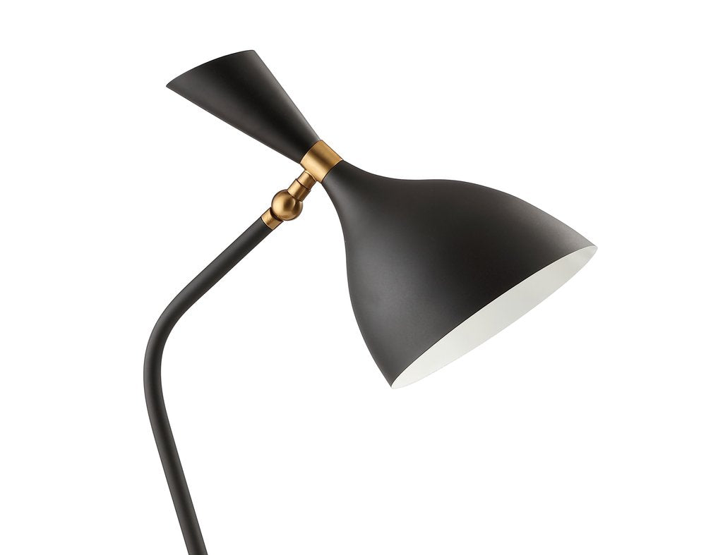 22" Black And Gold Table Lamp With Cone Shade