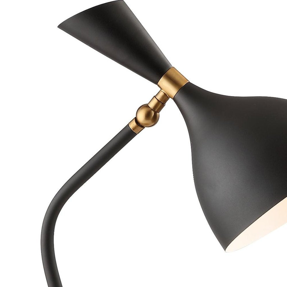 22" Black And Gold Table Lamp With Cone Shade