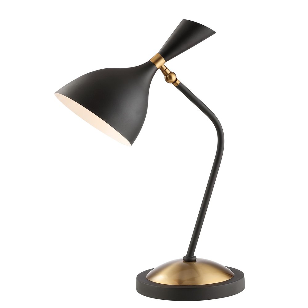 22" Black And Gold Table Lamp With Cone Shade