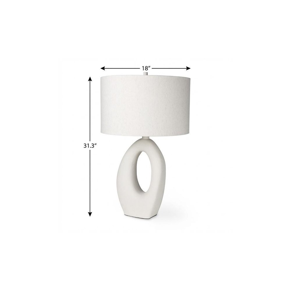 31" White Novelty Table Lamp With Drum Shade