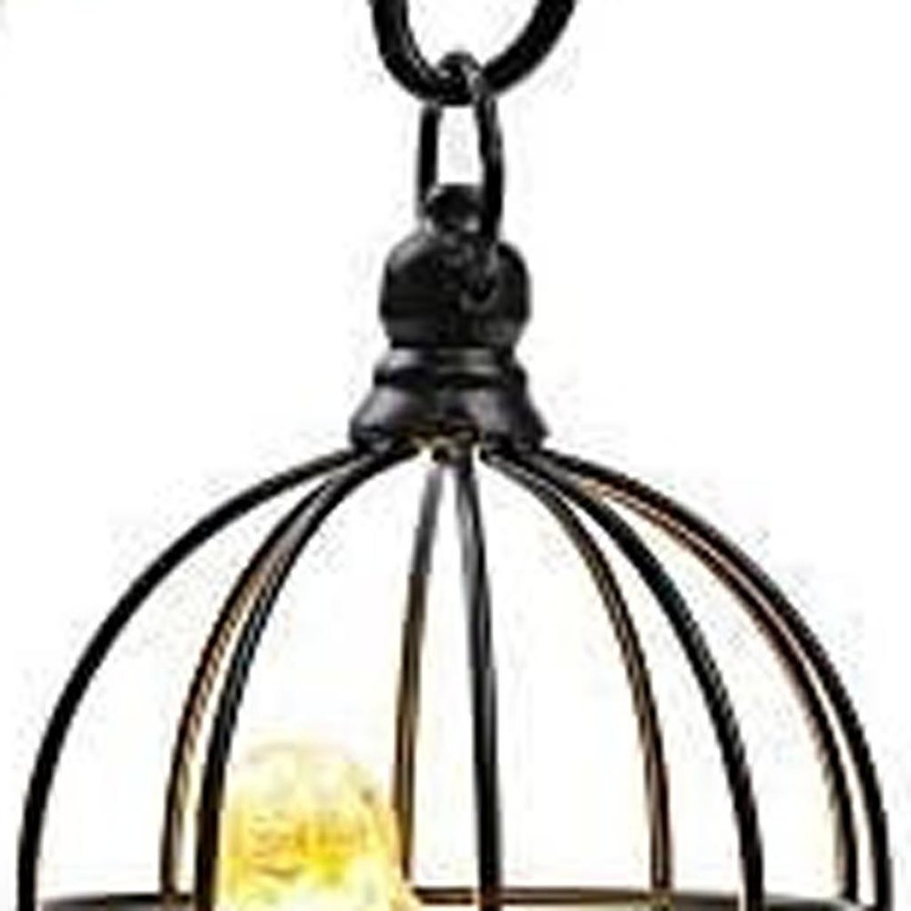 13" Black Metal Pierced Novelty Animals Battery Powered Desk Lamp With Cage Shade