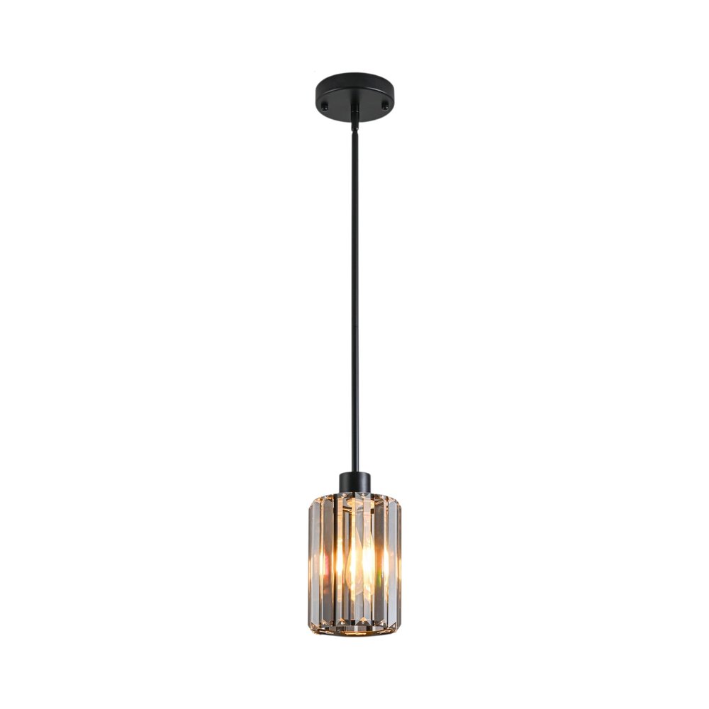 Ash Gray Crystal and Iron Mercury Glass Flush Chandelier With Gold Shades