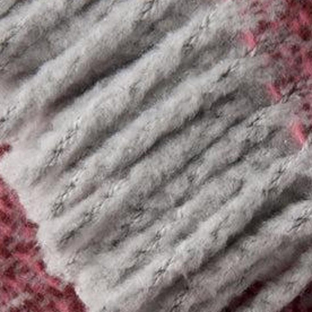 55" X 70" Pink Cotton Blend Plush Throw Blanket with Fringe