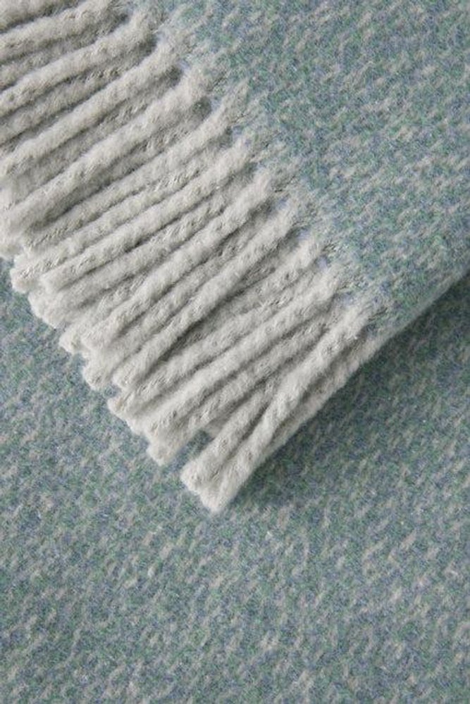 55" X 70" Slate Blue Cotton Blend Plush Throw Blanket with Fringe