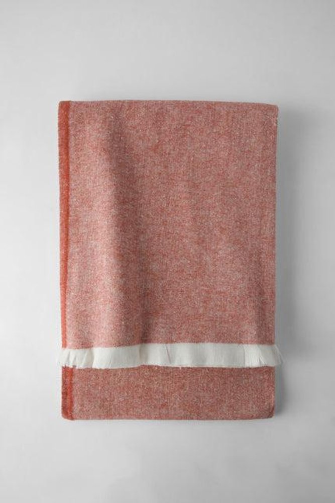 55" X 70" Brick Red Cotton Blend Throw Blanket with Fringe