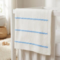 28" X 36" Blue And White Cotton Striped Baby Blanket
