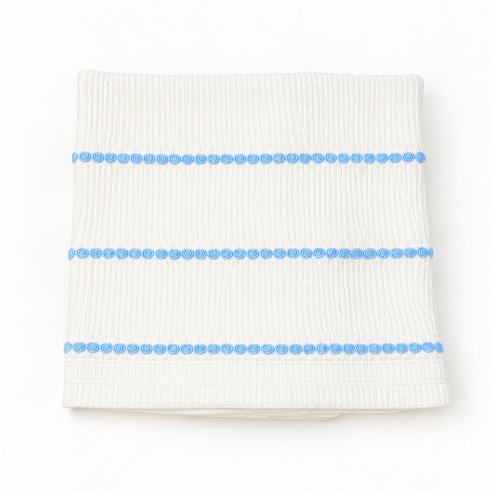 28" X 36" Blue And White Cotton Striped Baby Blanket