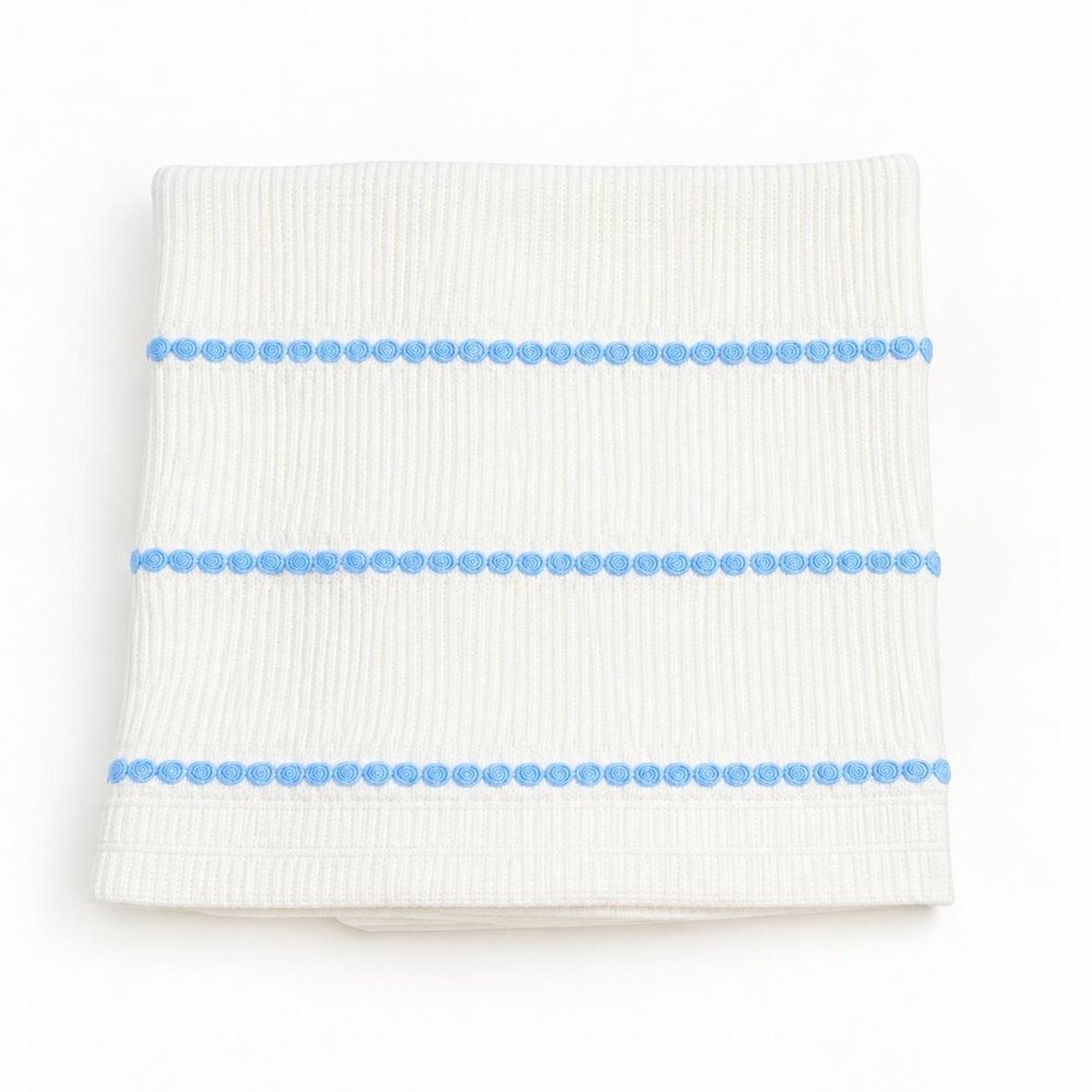 28" X 36" Blue And White Cotton Striped Baby Blanket