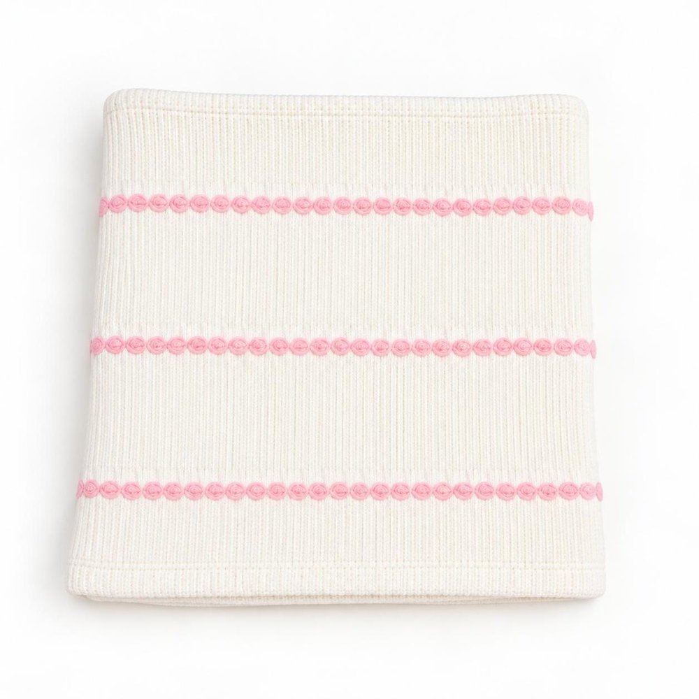 28" X 36" Blue And White Cotton Striped Baby Blanket