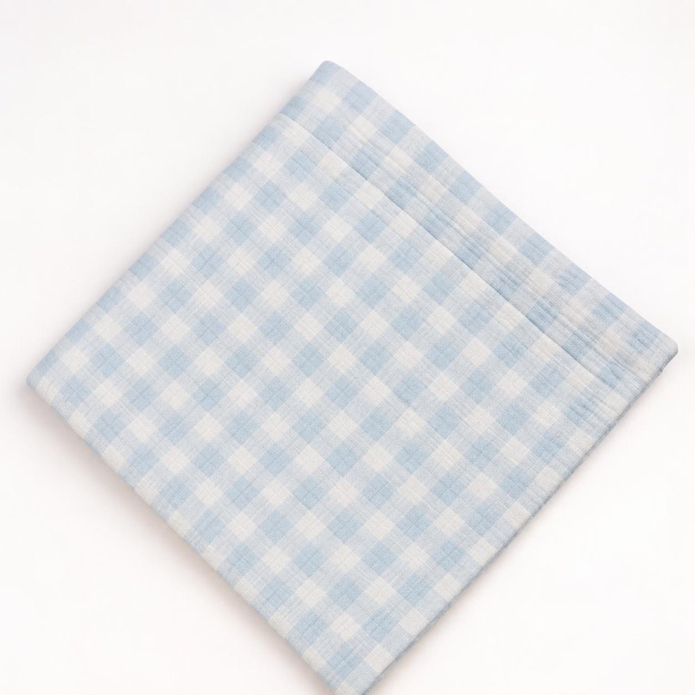 28" X 36" Blue And White Cotton Gingham Baby Blanket