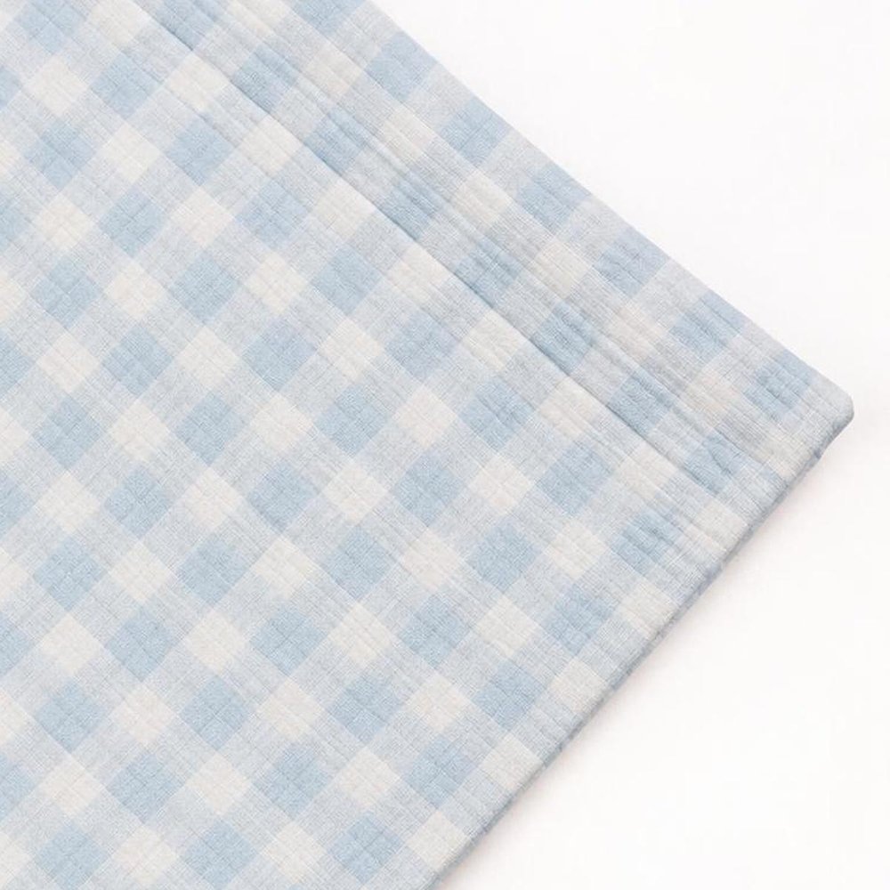 28" X 36" Blue And White Cotton Gingham Baby Blanket