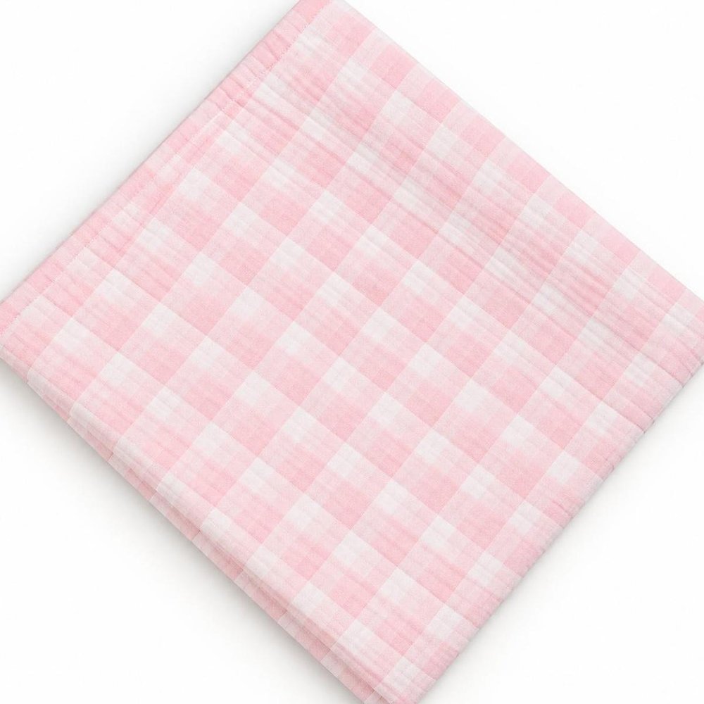 28" X 36" Blue And White Cotton Gingham Baby Blanket