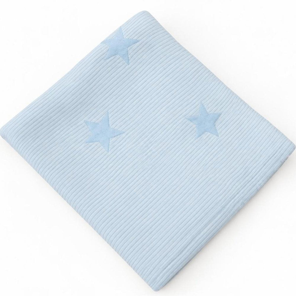 36" X 46" Blue Cotton Geometric Baby Blanket