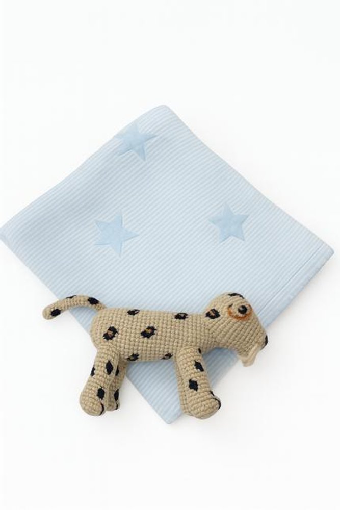 28" X 36" Blue Cotton Geometric Baby Blanket
