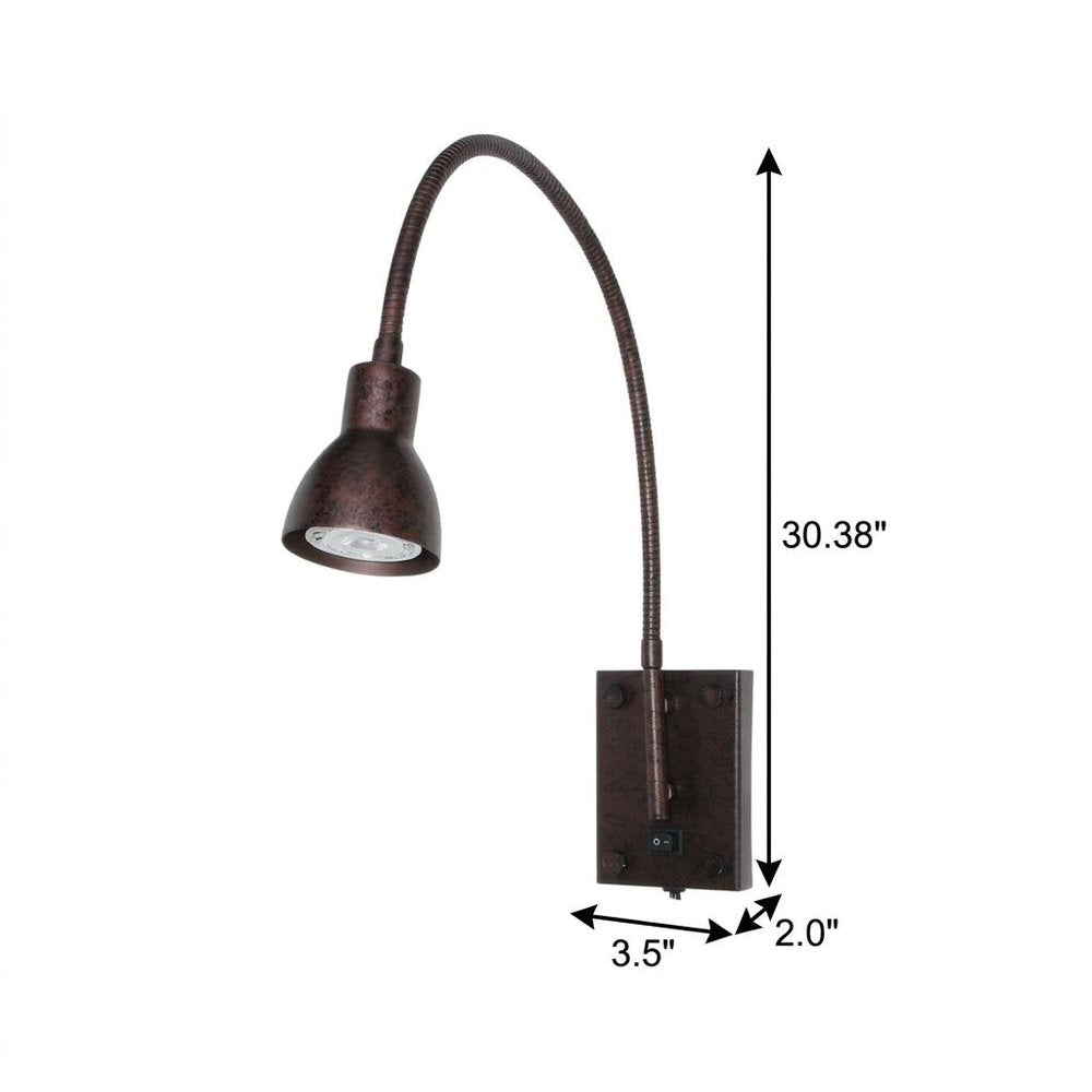 30" Rust Metal Spotlight Wall Sconce