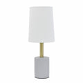 18" Gray Round Bedside Lamp With Drum Shade