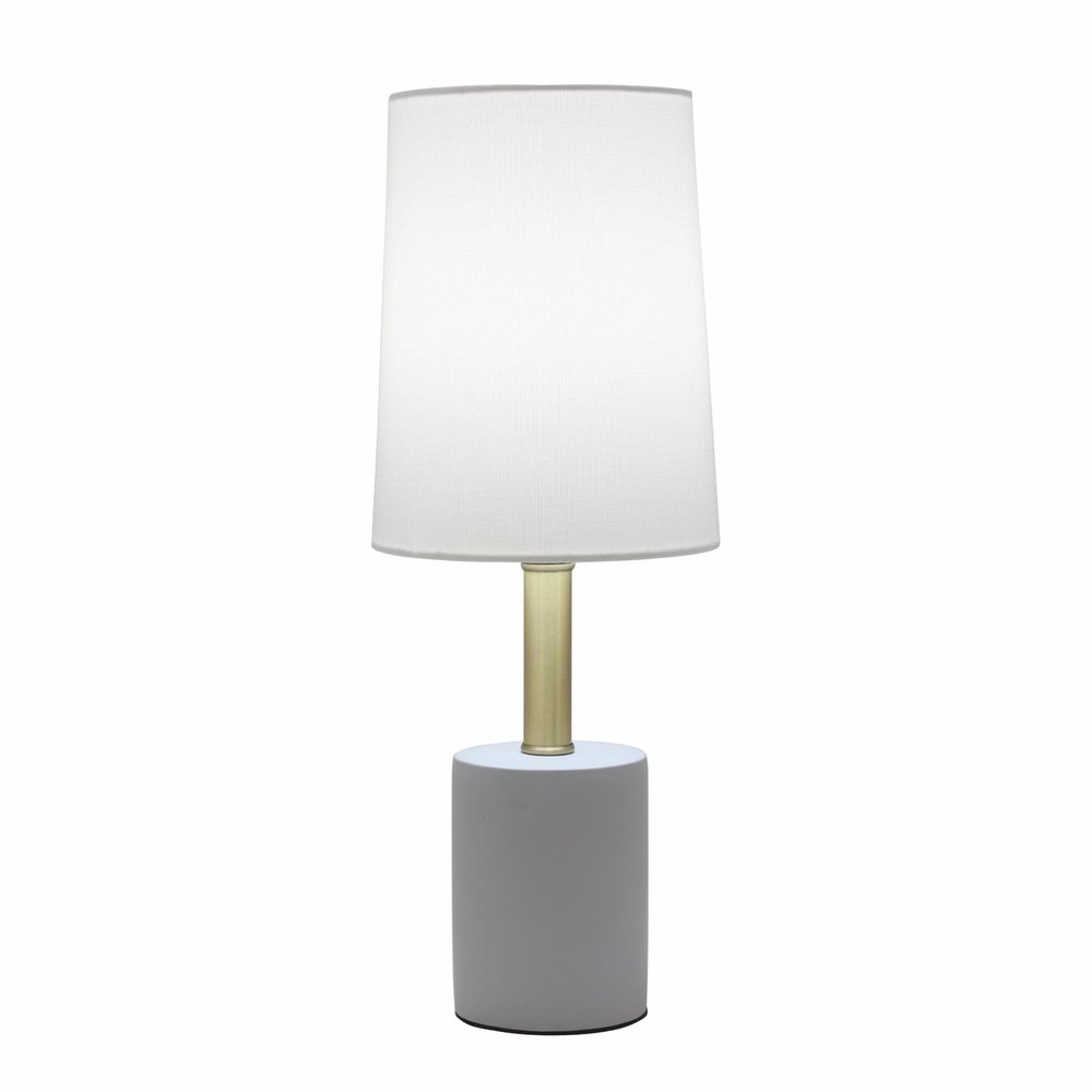 18" Gray Round Bedside Lamp With Drum Shade