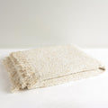 50" X 60" Ivory And Sand Throw Blanket with Fringe