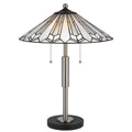 23" Black Abstract Two Light Round Tiffany Lamp With Empire Shade