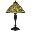24" Bronze Flowers Two Light Round Tiffany Lamp With Dome Shade