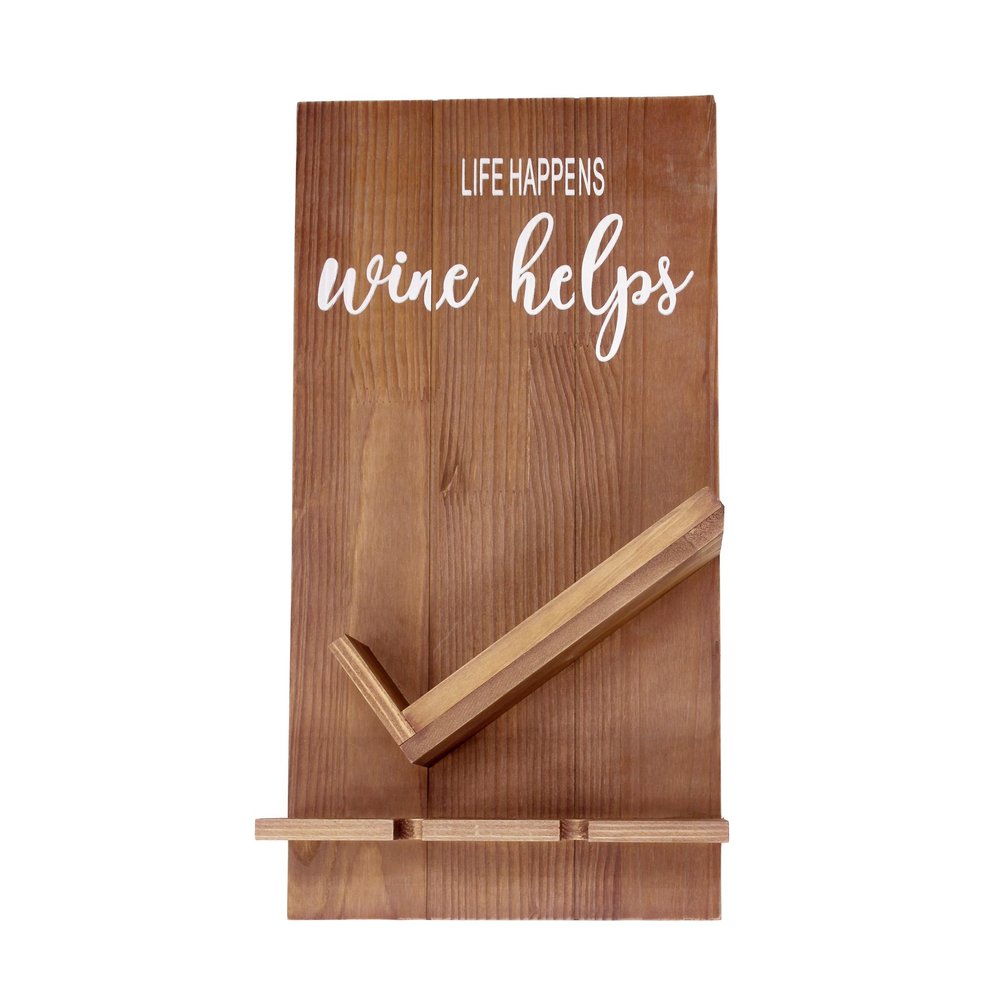 20" X 10" Gray Life Happens Wine Helps Rustic Wood Wall Decor