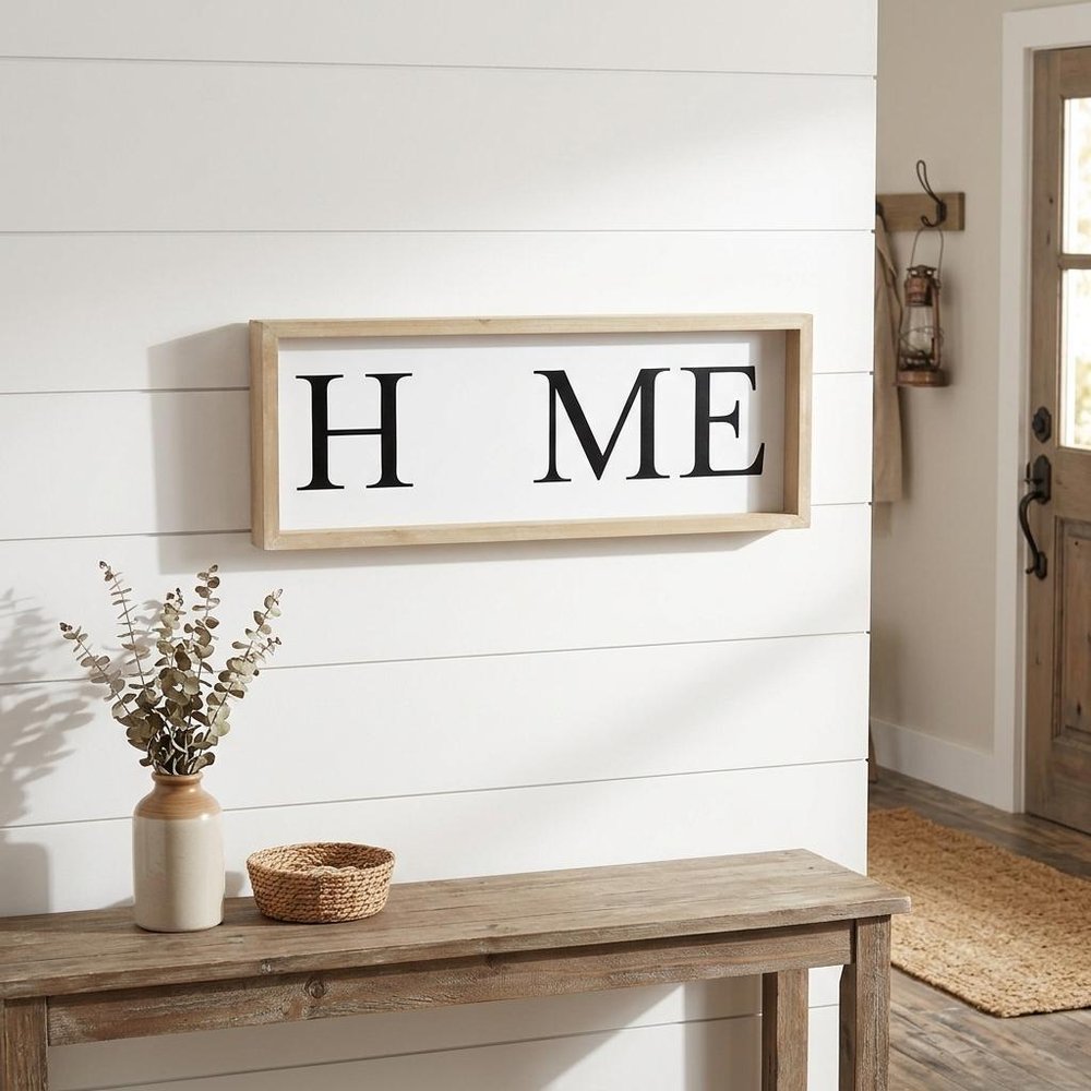 9" X 23" Black Natural And White Celebration Home Wood Wall Decor