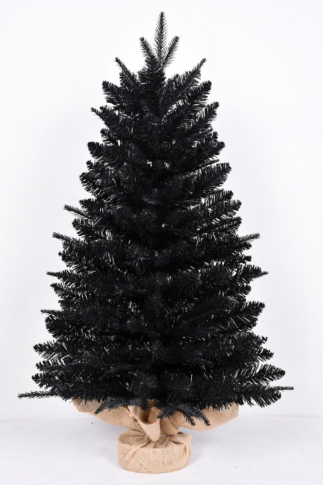 3' Black Full Fir Christmas Tree With Burlap Base