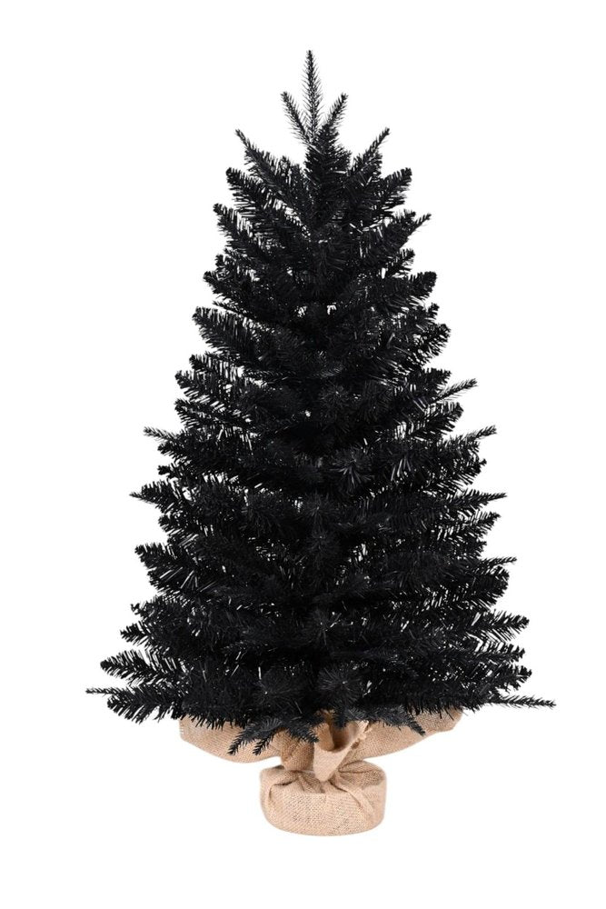 3' Black Full Fir Christmas Tree With Burlap Base