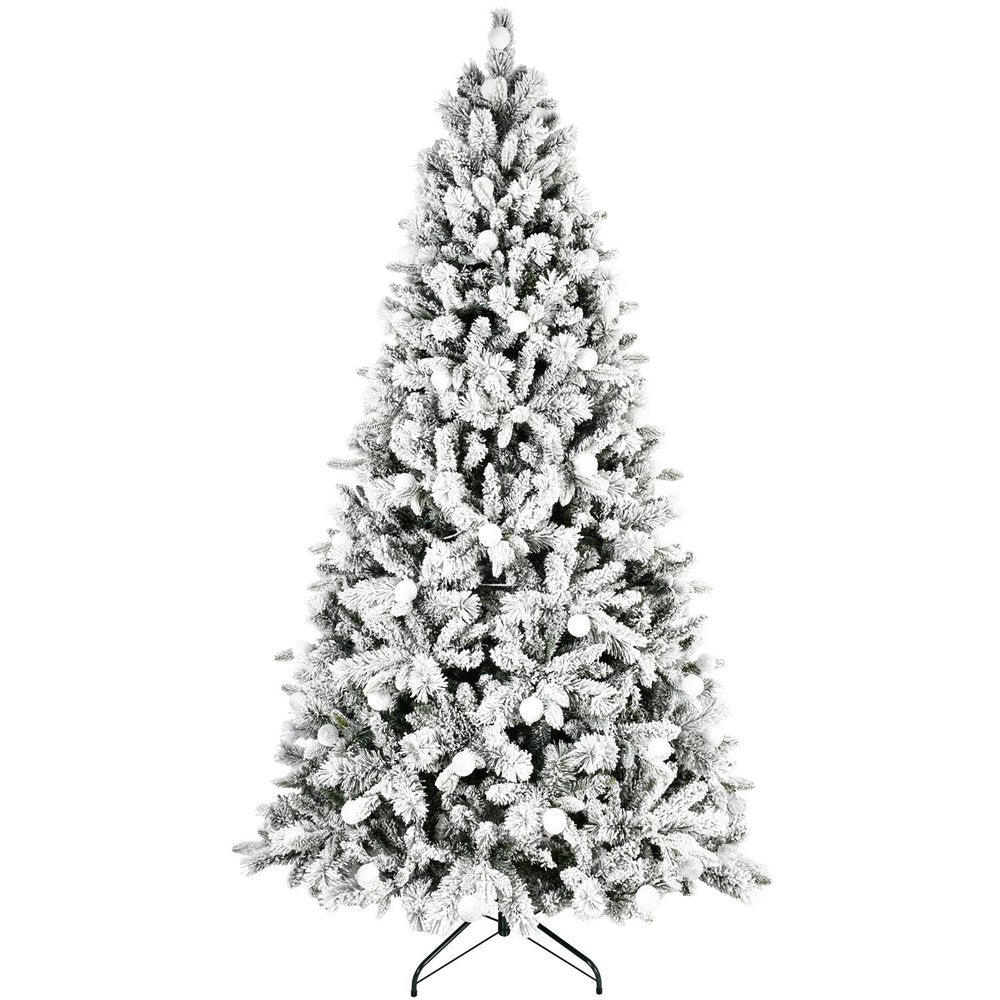 8' White Full Flocked Fir Christmas Tree