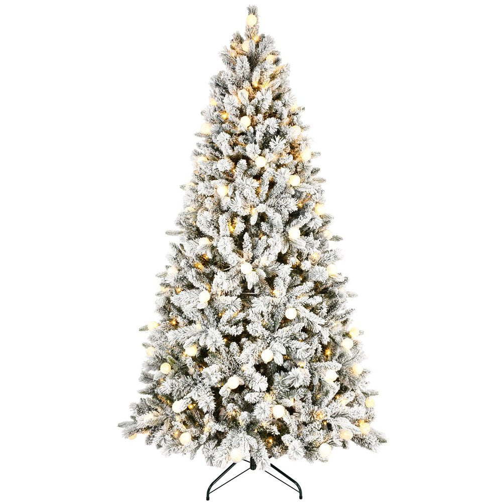 8' White Full Flocked Fir Christmas Tree