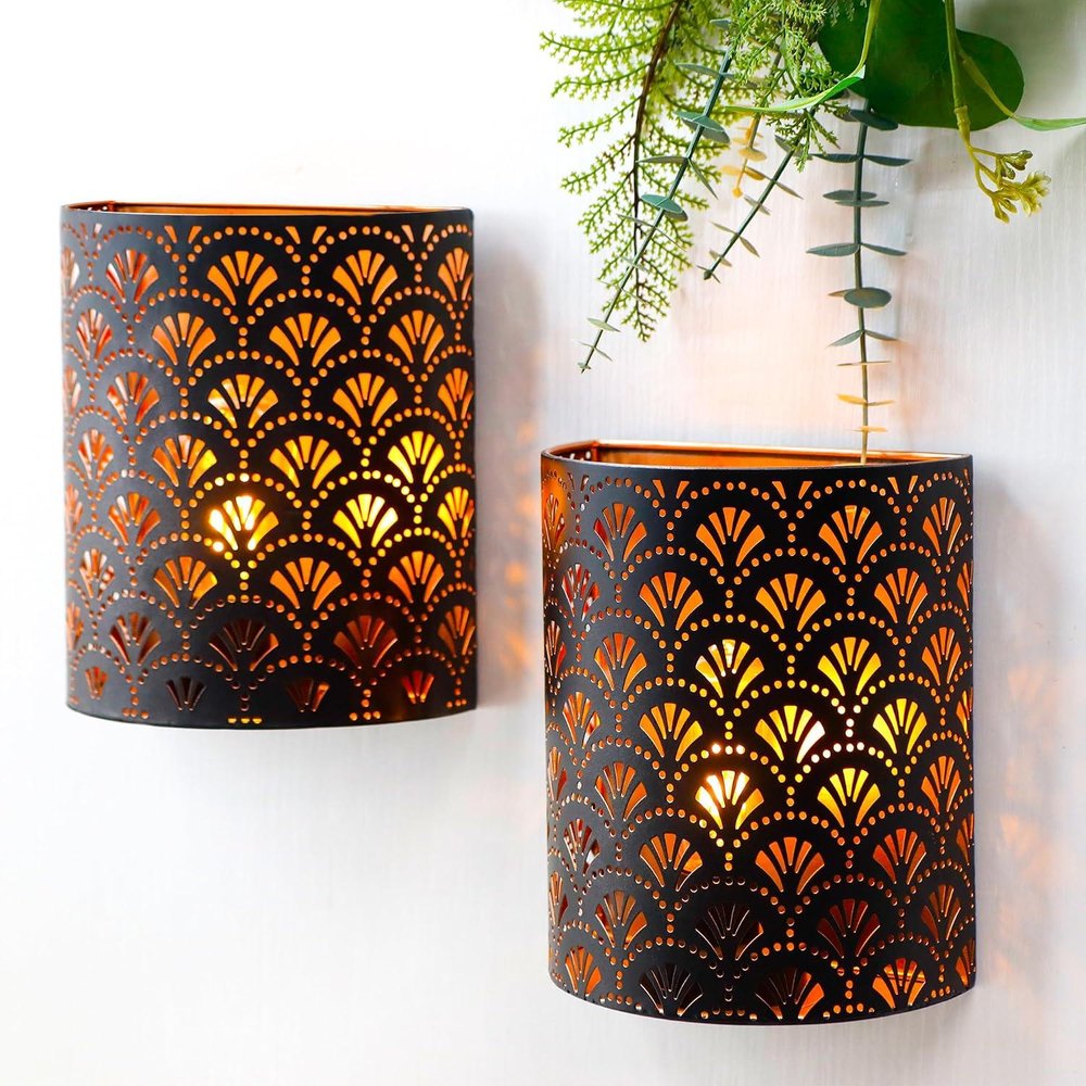 Set of Two 8" Bronze Geometric Battery Powered Desk Lamps With Cylinder Shades