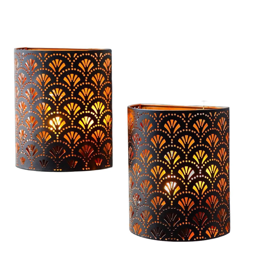 Set of Two 8" Bronze Geometric Battery Powered Desk Lamps With Cylinder Shades
