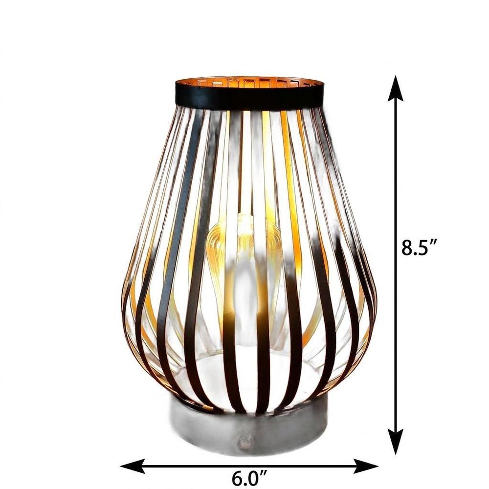 9" Brown Novelty USB Battery Powered Desk Lamp With Cage Shade