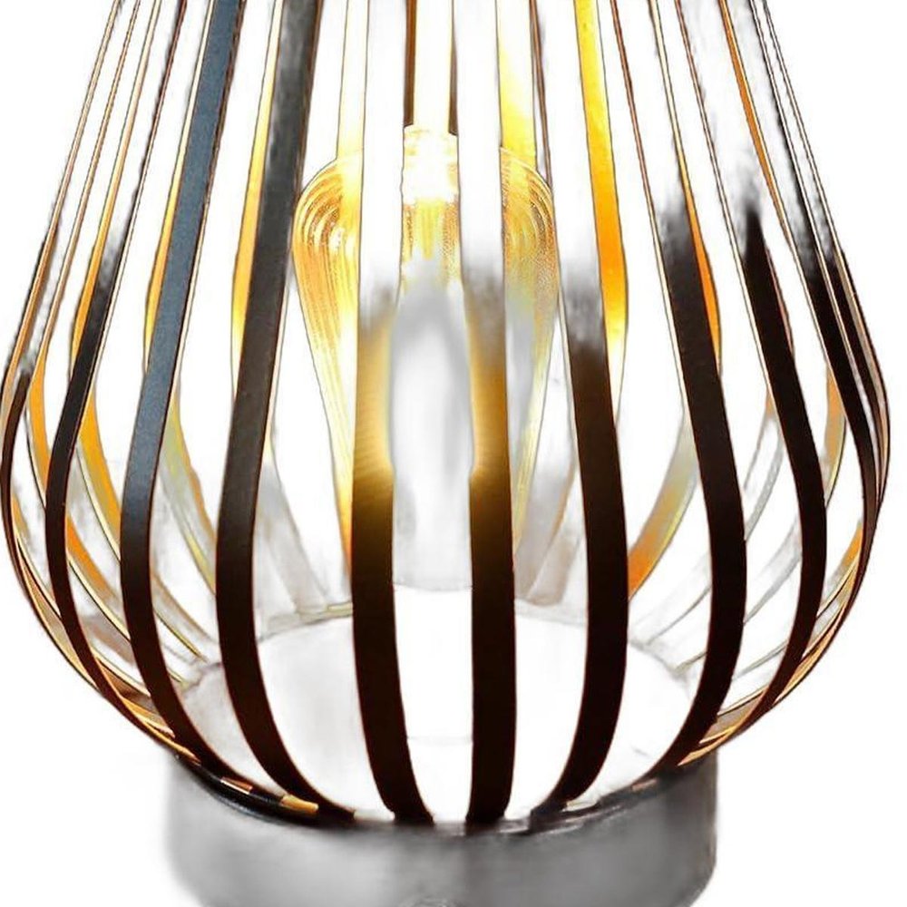 9" Brown Novelty USB Battery Powered Desk Lamp With Cage Shade