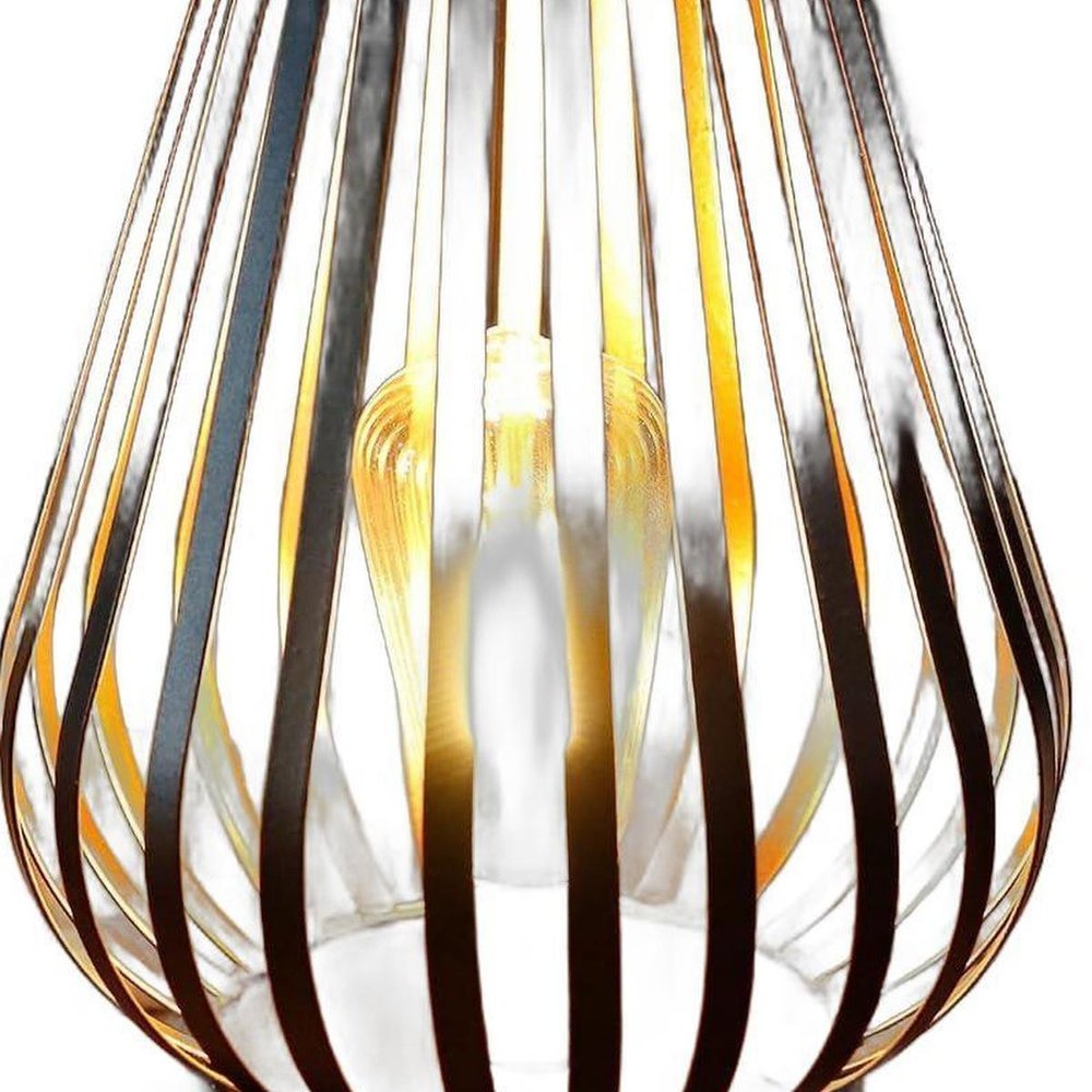 9" Brown Novelty USB Battery Powered Desk Lamp With Cage Shade