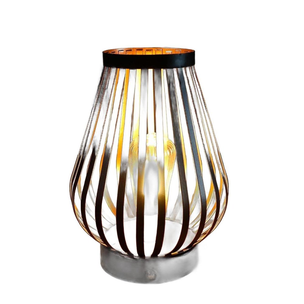 9" Brown Novelty USB Battery Powered Desk Lamp With Cage Shade