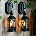 Set of Two 10" Black Novelty Battery Powered Desk Lamps With Novelty Shades