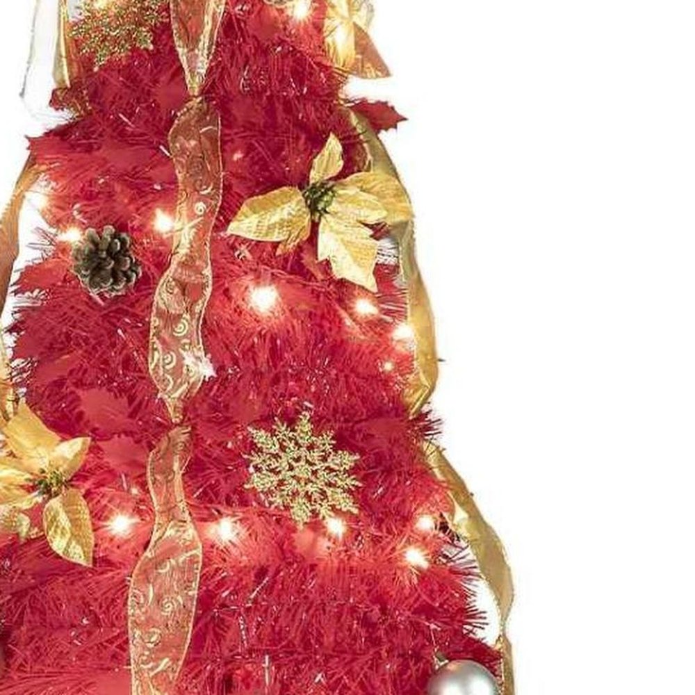 6' Red Full Fir Christmas Tree With Decorations