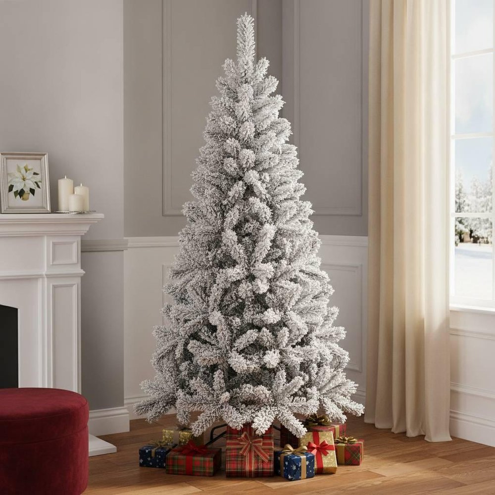 9' Snow Full Flocked Fir Christmas Tree