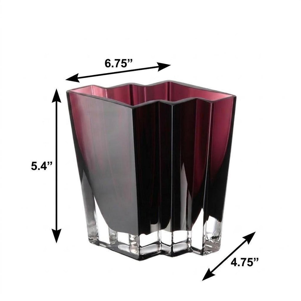 5" Amethyst Glass Wavy Table Vase