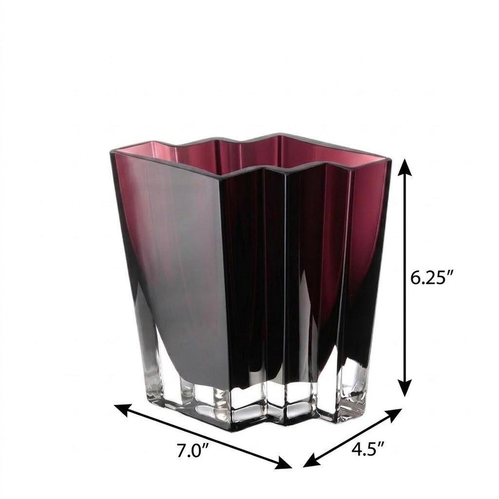 5" Amethyst Glass Wavy Table Vase