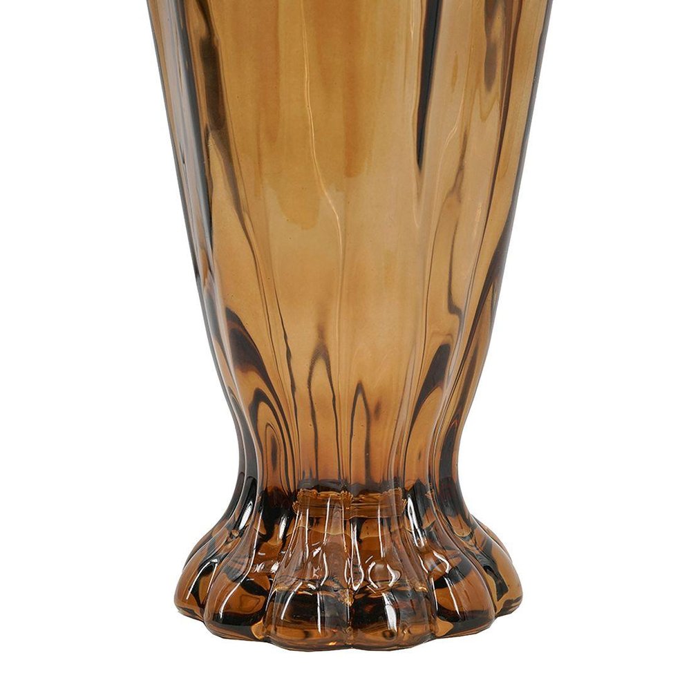 11" Amber And Brown Glass Trumpet Table Vase