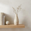 12" Cream And Beige Faux Marble Genuine Marble Bud Table Vase